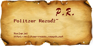 Politzer Rezső névjegykártya